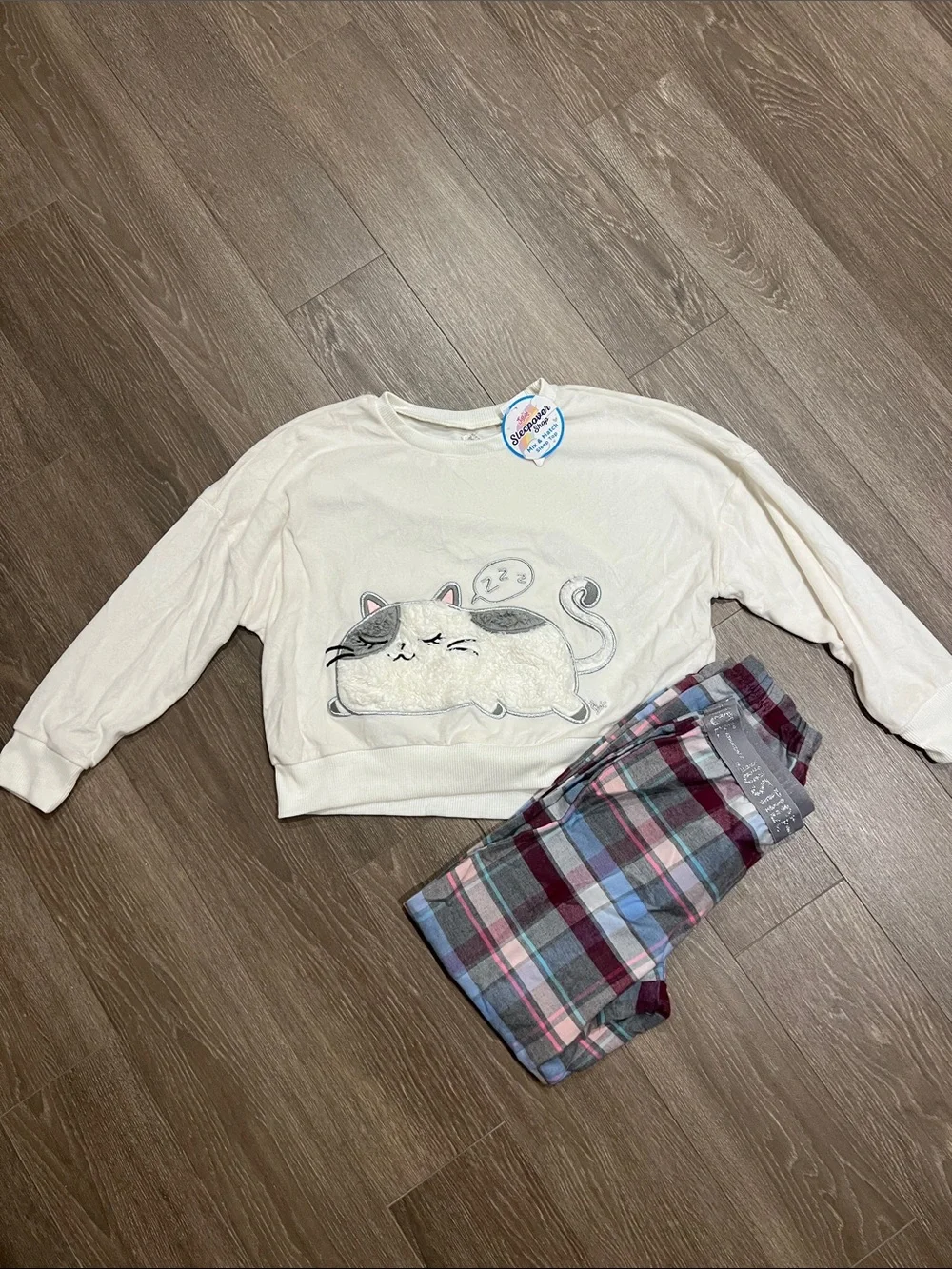 Plaid cat PJ set